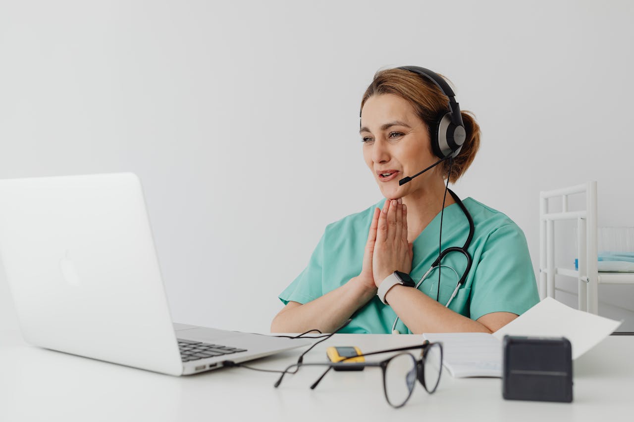 a doctor in a live meeting