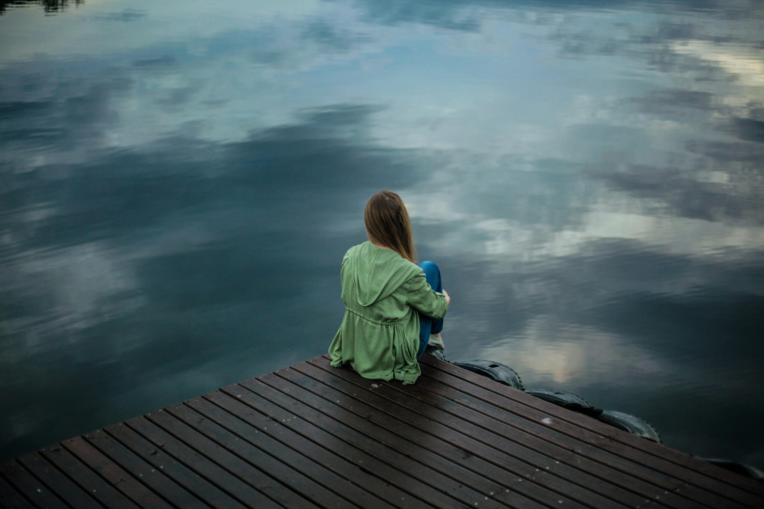 woman sitting alone